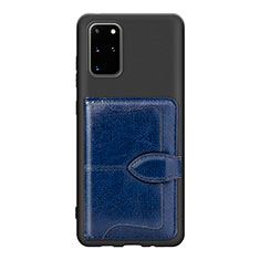 Custodia Silicone Ultra Sottile Morbida Cover con Magnetico S14D per Samsung Galaxy S20 Plus Blu