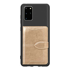 Custodia Silicone Ultra Sottile Morbida Cover con Magnetico S14D per Samsung Galaxy S20 Plus Oro