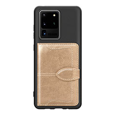 Custodia Silicone Ultra Sottile Morbida Cover con Magnetico S14D per Samsung Galaxy S20 Ultra Oro