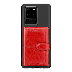 Custodia Silicone Ultra Sottile Morbida Cover con Magnetico S14D per Samsung Galaxy S20 Ultra Rosso