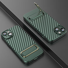 Custodia Silicone Ultra Sottile Morbida Cover con Supporto KC1 per Apple iPhone 14 Plus Verde