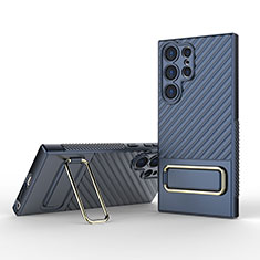 Custodia Silicone Ultra Sottile Morbida Cover con Supporto KC1 per Samsung Galaxy S23 Ultra 5G Blu