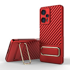 Custodia Silicone Ultra Sottile Morbida Cover con Supporto KC1 per Xiaomi Poco F5 5G Rosso