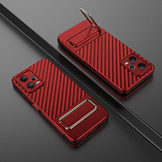Custodia Silicone Ultra Sottile Morbida Cover con Supporto KC1 per Xiaomi Redmi Note 12 5G Rosso