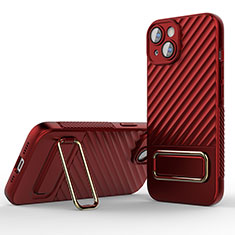 Custodia Silicone Ultra Sottile Morbida Cover con Supporto KC2 per Apple iPhone 13 Rosso