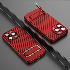 Custodia Silicone Ultra Sottile Morbida Cover con Supporto KC2 per Apple iPhone 14 Pro Rosso