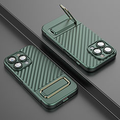 Custodia Silicone Ultra Sottile Morbida Cover con Supporto KC2 per Apple iPhone 14 Pro Verde