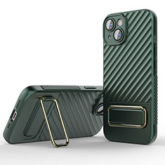 Custodia Silicone Ultra Sottile Morbida Cover con Supporto KC2 per Apple iPhone 15 Plus Verde