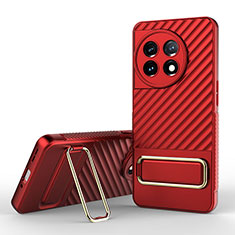 Custodia Silicone Ultra Sottile Morbida Cover con Supporto KC2 per OnePlus 11 5G Rosso