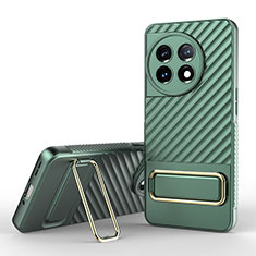 Custodia Silicone Ultra Sottile Morbida Cover con Supporto KC2 per OnePlus 11 5G Verde
