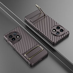 Custodia Silicone Ultra Sottile Morbida Cover con Supporto KC3 per OnePlus 11 5G Marrone