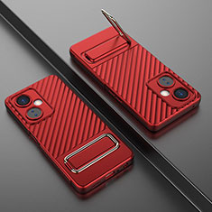 Custodia Silicone Ultra Sottile Morbida Cover con Supporto KC3 per OnePlus Nord CE 3 5G Rosso