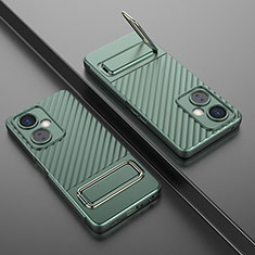 Custodia Silicone Ultra Sottile Morbida Cover con Supporto KC3 per OnePlus Nord CE 3 5G Verde