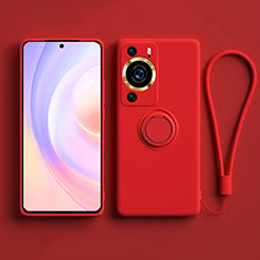 Custodia Silicone Ultra Sottile Morbida Cover con Supporto per Huawei P60 Rosso