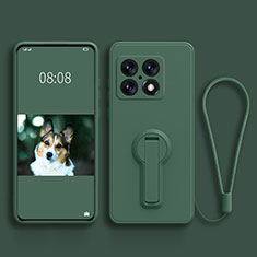 Custodia Silicone Ultra Sottile Morbida Cover con Supporto per OnePlus 10 Pro 5G Verde Notte