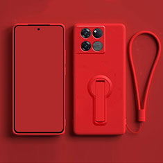 Custodia Silicone Ultra Sottile Morbida Cover con Supporto per OnePlus 10T 5G Rosso