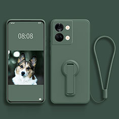 Custodia Silicone Ultra Sottile Morbida Cover con Supporto per OnePlus Ace 2V 5G Verde Notte