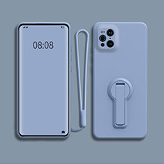 Custodia Silicone Ultra Sottile Morbida Cover con Supporto per Oppo Find X3 Pro 5G Grigio Lavanda