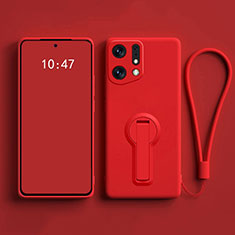 Custodia Silicone Ultra Sottile Morbida Cover con Supporto per Oppo Find X5 5G Rosso