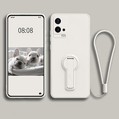 Custodia Silicone Ultra Sottile Morbida Cover con Supporto per Vivo iQOO 8 5G Bianco
