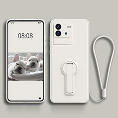 Custodia Silicone Ultra Sottile Morbida Cover con Supporto per Vivo iQOO Neo6 SE 5G Bianco
