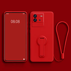 Custodia Silicone Ultra Sottile Morbida Cover con Supporto per Vivo iQOO Neo6 SE 5G Rosso