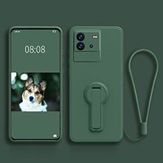 Custodia Silicone Ultra Sottile Morbida Cover con Supporto per Vivo iQOO Neo6 SE 5G Verde Notte