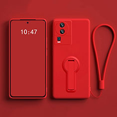 Custodia Silicone Ultra Sottile Morbida Cover con Supporto per Vivo iQOO Neo7 5G Rosso