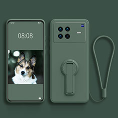 Custodia Silicone Ultra Sottile Morbida Cover con Supporto per Vivo X Note Verde Notte