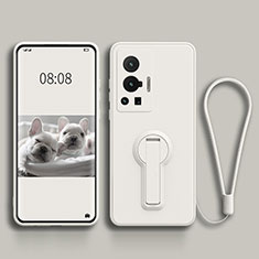 Custodia Silicone Ultra Sottile Morbida Cover con Supporto per Vivo X70 Pro 5G Bianco