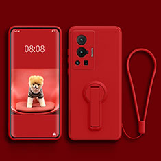 Custodia Silicone Ultra Sottile Morbida Cover con Supporto per Vivo X70 Pro 5G Rosso