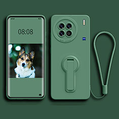 Custodia Silicone Ultra Sottile Morbida Cover con Supporto per Vivo X90 Pro 5G Verde Notte