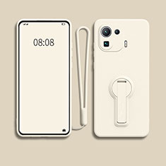 Custodia Silicone Ultra Sottile Morbida Cover con Supporto per Xiaomi Mi 11 Pro 5G Bianco