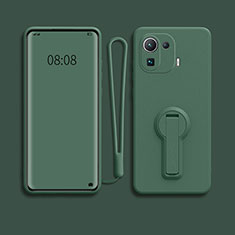 Custodia Silicone Ultra Sottile Morbida Cover con Supporto per Xiaomi Mi 11 Pro 5G Verde