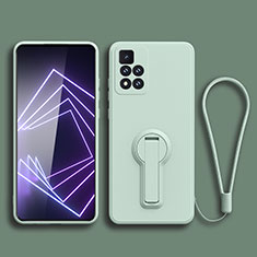 Custodia Silicone Ultra Sottile Morbida Cover con Supporto per Xiaomi Mi 11i 5G (2022) Verde Pastello