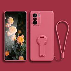 Custodia Silicone Ultra Sottile Morbida Cover con Supporto per Xiaomi Mi 11X 5G Rosa Caldo