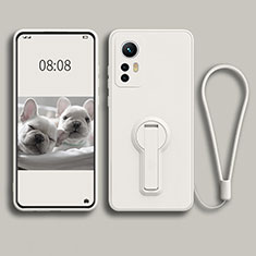 Custodia Silicone Ultra Sottile Morbida Cover con Supporto per Xiaomi Mi 12 5G Bianco