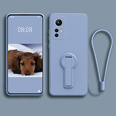 Custodia Silicone Ultra Sottile Morbida Cover con Supporto per Xiaomi Mi 12 5G Cielo Blu
