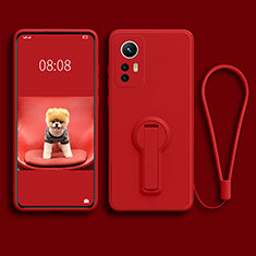 Custodia Silicone Ultra Sottile Morbida Cover con Supporto per Xiaomi Mi 12 5G Rosso