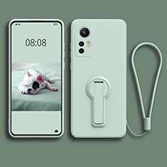 Custodia Silicone Ultra Sottile Morbida Cover con Supporto per Xiaomi Mi 12 5G Verde Pastello