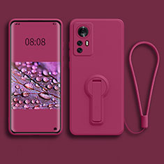 Custodia Silicone Ultra Sottile Morbida Cover con Supporto per Xiaomi Mi 12 Pro 5G Rosa Caldo