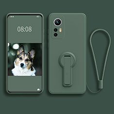 Custodia Silicone Ultra Sottile Morbida Cover con Supporto per Xiaomi Mi 12 Pro 5G Verde