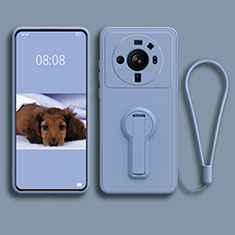 Custodia Silicone Ultra Sottile Morbida Cover con Supporto per Xiaomi Mi 12S Ultra 5G Grigio Lavanda