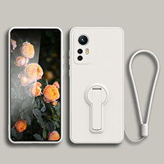 Custodia Silicone Ultra Sottile Morbida Cover con Supporto per Xiaomi Mi 12T Pro 5G Bianco