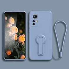 Custodia Silicone Ultra Sottile Morbida Cover con Supporto per Xiaomi Mi 12T Pro 5G Grigio Lavanda
