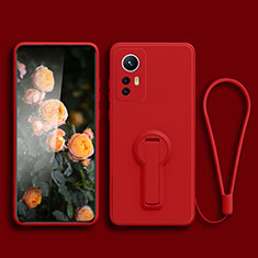 Custodia Silicone Ultra Sottile Morbida Cover con Supporto per Xiaomi Mi 12T Pro 5G Rosso