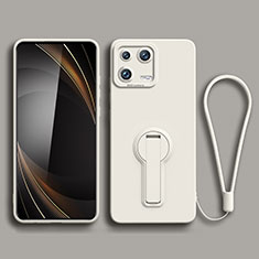 Custodia Silicone Ultra Sottile Morbida Cover con Supporto per Xiaomi Mi 13 5G Bianco
