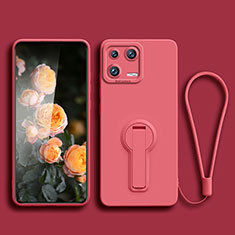 Custodia Silicone Ultra Sottile Morbida Cover con Supporto per Xiaomi Mi 13 5G Rosa Caldo