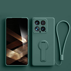 Custodia Silicone Ultra Sottile Morbida Cover con Supporto per Xiaomi Mi 14 Pro 5G Verde Notte