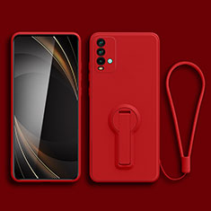 Custodia Silicone Ultra Sottile Morbida Cover con Supporto per Xiaomi Redmi 9 Power Rosso